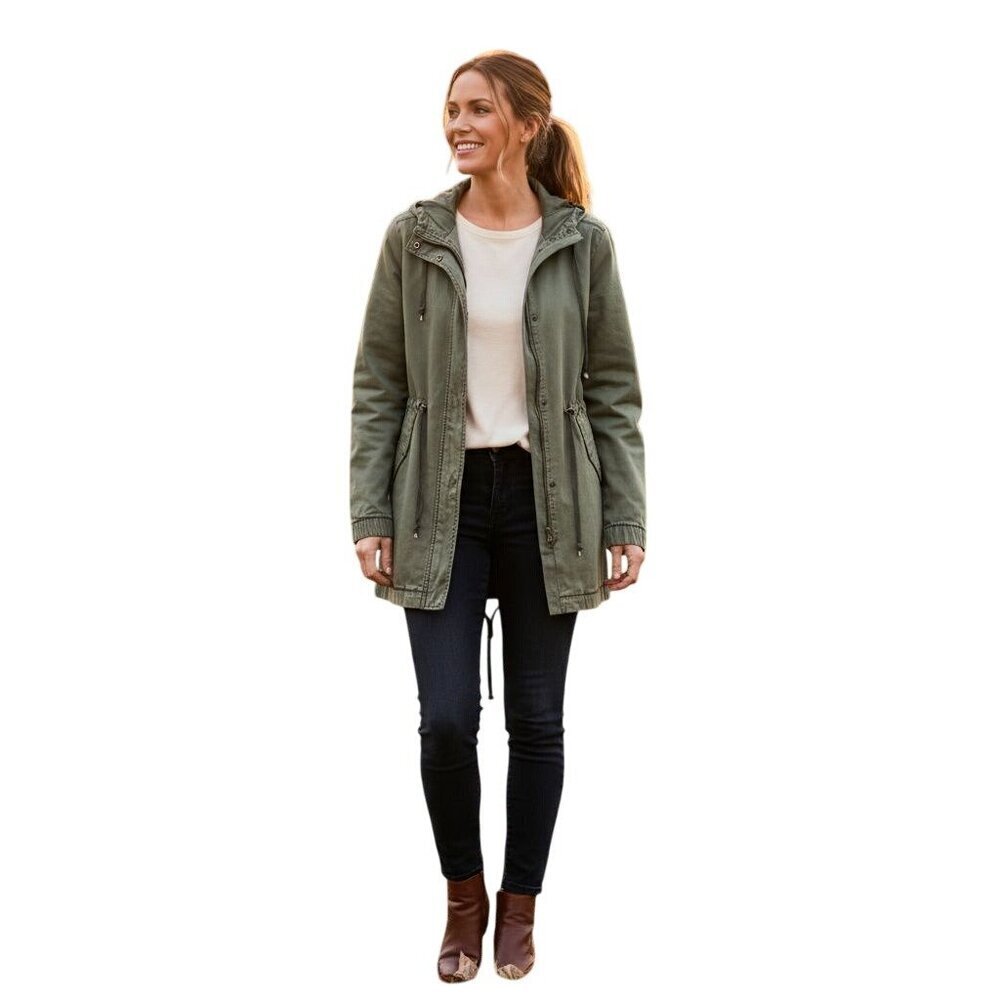Anthropologie Marrakech Olive Utility Jacket Full Zip Snap Pockets Size S